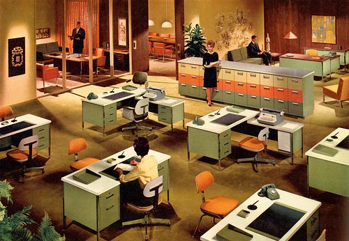 A very mod 1960s office scene