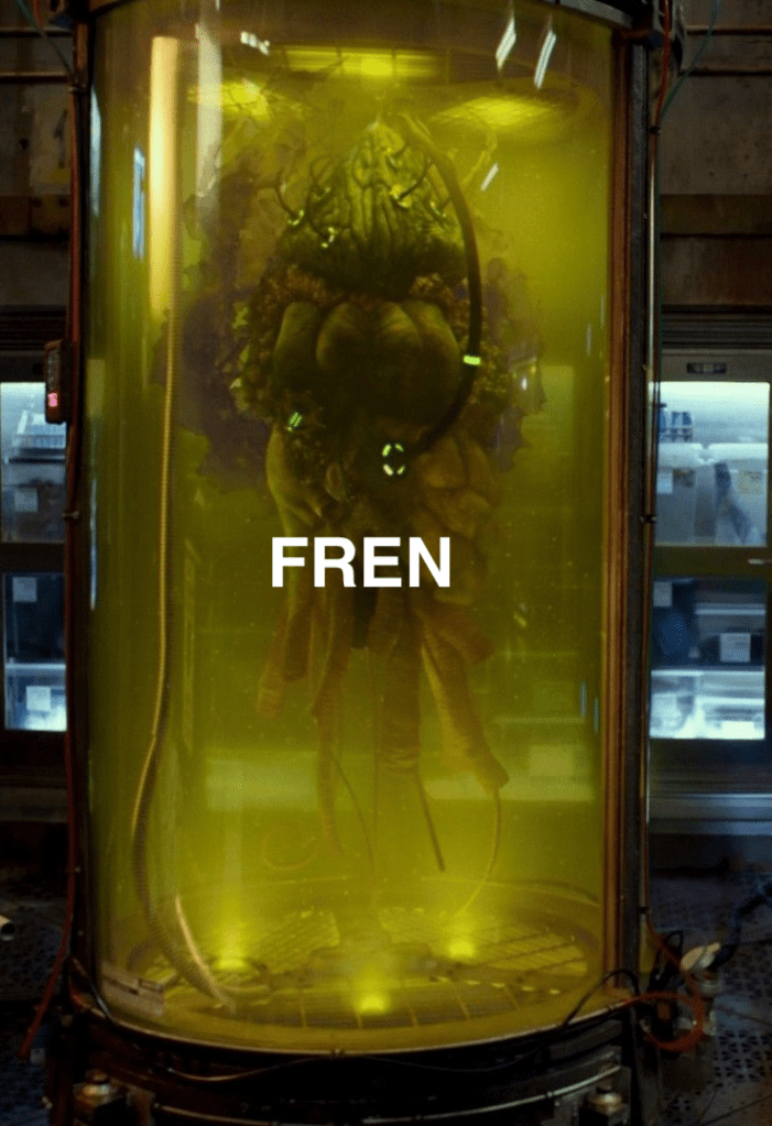 A screen shot from the second Pacific Rim movie, in which a preserved but still active Kaiju brain would like to be your friend.