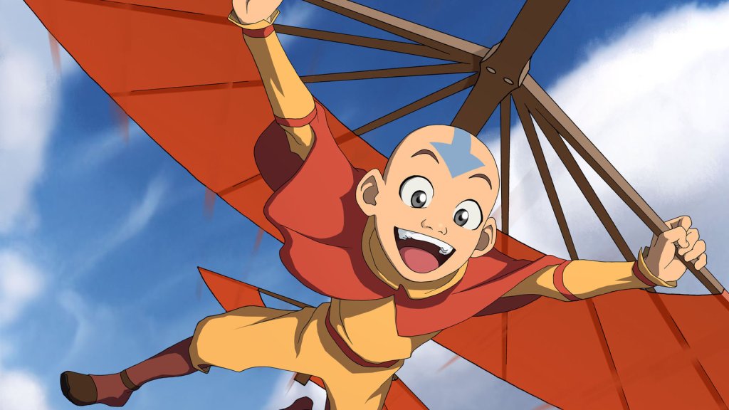 Aang the Avatar flying on his glider